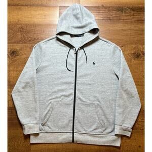 Mens Polo Ralph Lauren Double Knit Gray Full Zip Hoodie Track Jacket Size XXL